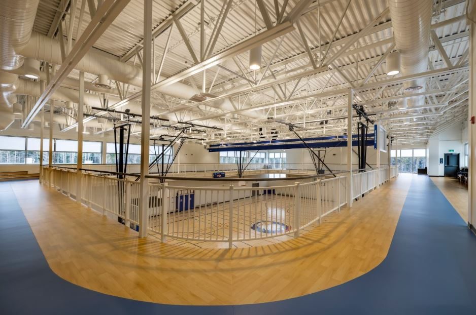 Basketball court from upper view with daylight